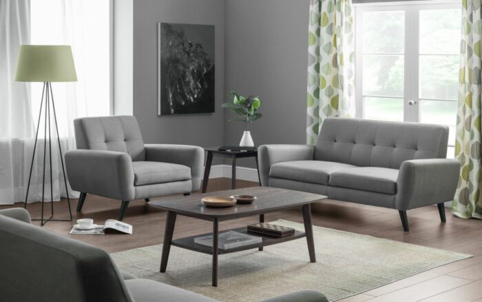 julian bowen Monza Retro 3/4 Seat Sofa Bed Grey Linen Fabric-5659