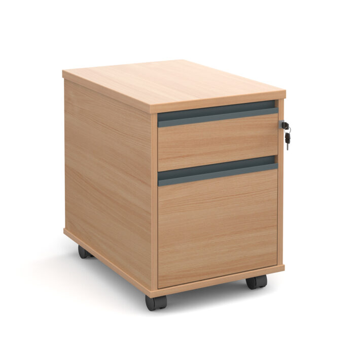 DAMS Mobile 2 drawer pedestal with graphite finger pull handles 600mm deep-0