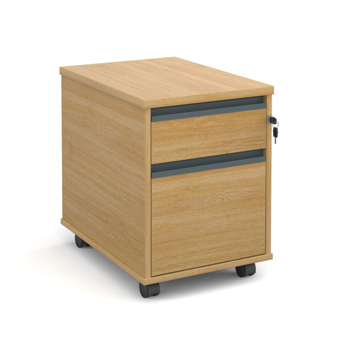 DAMS Mobile 2 drawer pedestal with graphite finger pull handles 600mm deep-3955