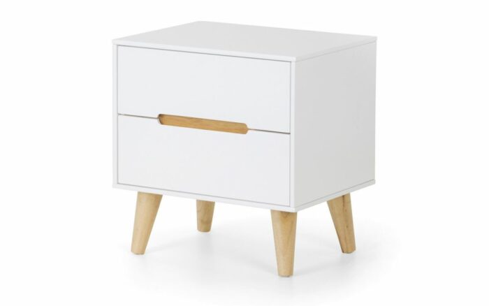 Julian Bowen Alicia 2 Drawer Retro Bedside White and Oak-0