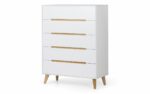 Julian Bowen Alicia 5 Drawer Retro Chest in White & Oak-0
