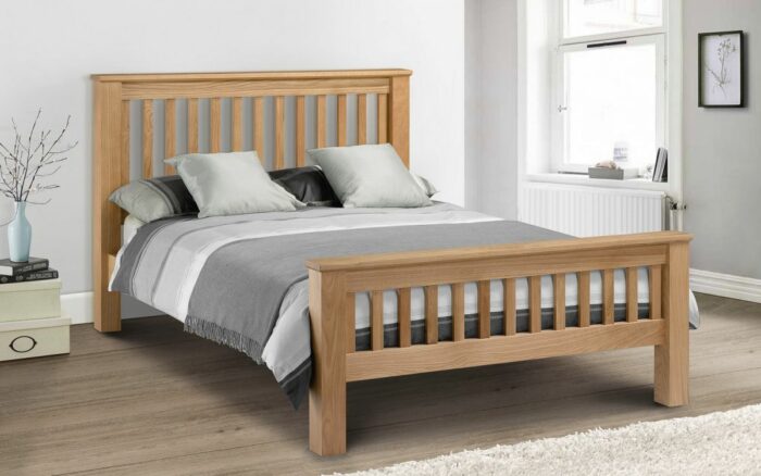 Julian Bowen wooden Amsterdam Oak Bed Low or High Foot End all sizes-5159