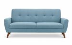 julian bowen Monza Retro 3 Seat Sofa Blue Linen Fabric-19321