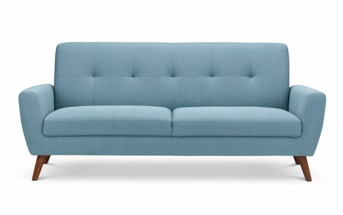 julian bowen Monza Retro 3 Seat Sofa Blue Linen Fabric-19321