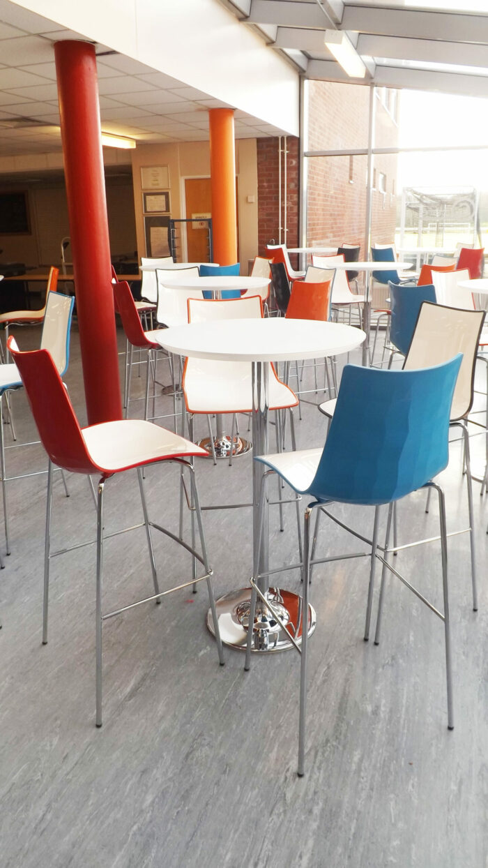 DAMS Pisa square poseur table with round chrome base-4940