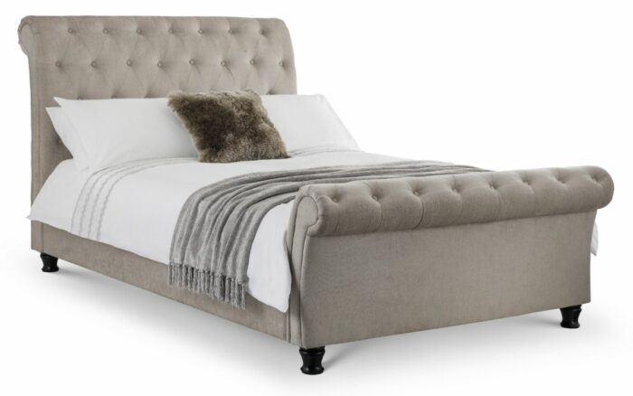 Julian Bowen fabic Ravello Deep Button Scroll Bed-mink chenille-0