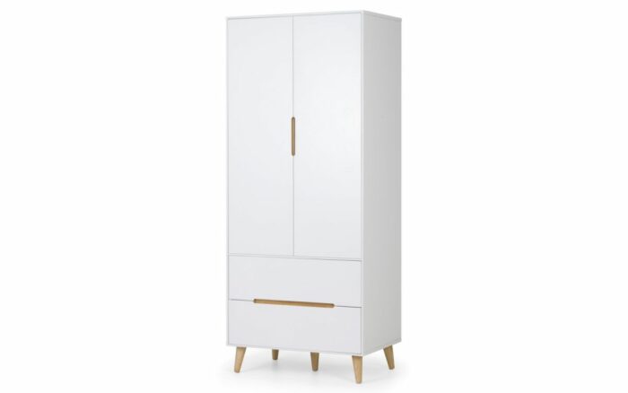 Julian Bowen Alicia 2 Door Retro Wardrobe in White & Oak-0