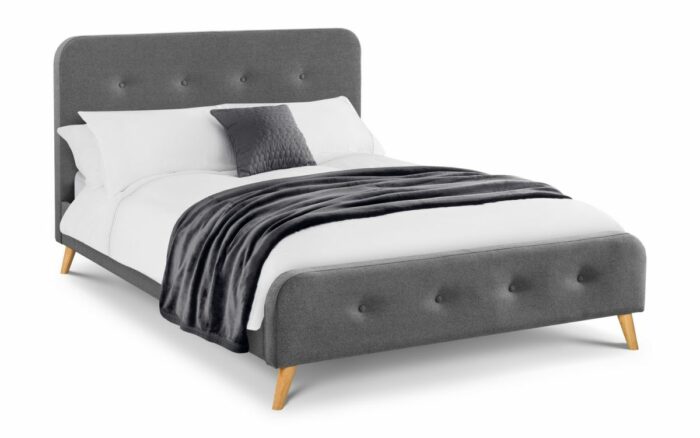 Julian Bowen fabic Astrid Curved Retro Fabric Bed-mid linen grey-0