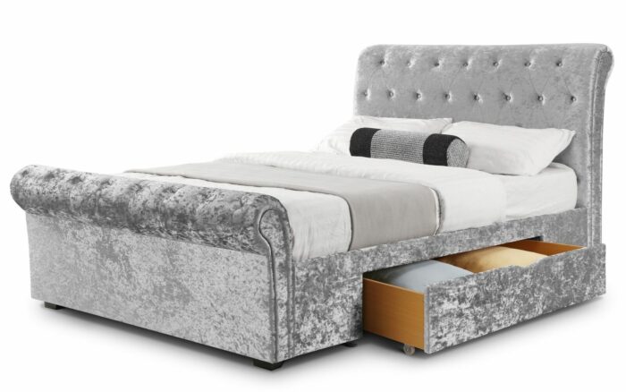 Julian Bowen fabric Verona 2 Drawer Storage Bed-silver crush-6165