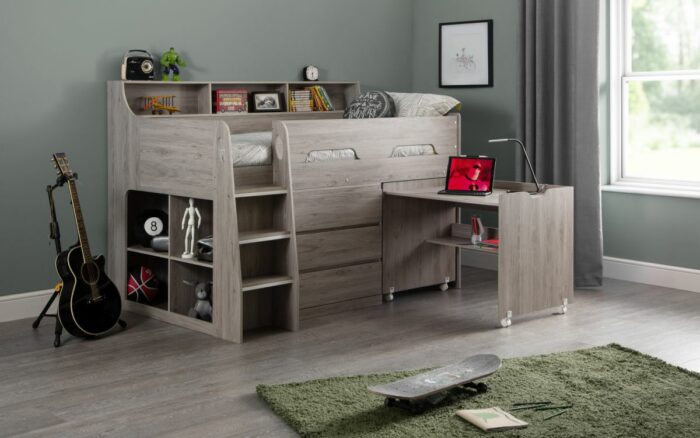 Julian Bowen wooden Jupiter Midsleeper - Grey Oak-0