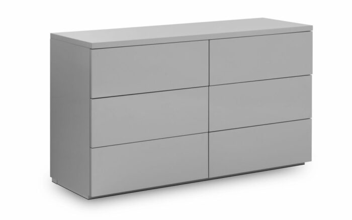 Julian Bowen Monaco 6 Drawer Wide Chest - Grey High Gloss-0