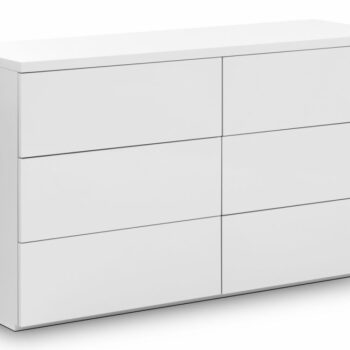 Julian Bowen Monaco 6 Drawer Wide Chest - White High Gloss-0