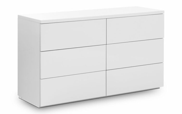 Julian Bowen Monaco 6 Drawer Wide Chest - White High Gloss-0