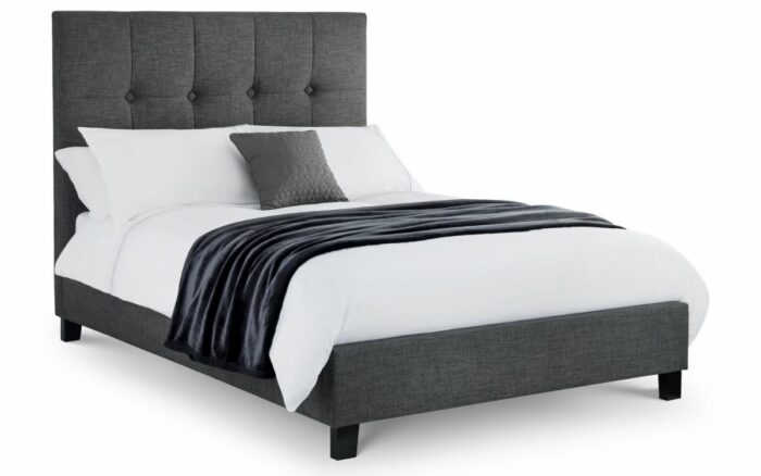 Julian Bowen fabic Sorrento High Headboard Bed-slate grey linen-0