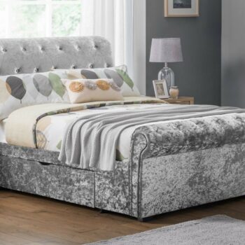 Julian Bowen fabric Verona 2 Drawer Storage Bed-silver crush-0