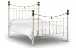 julian bowen Metal Victoria Bed - Stone White & Brass-0