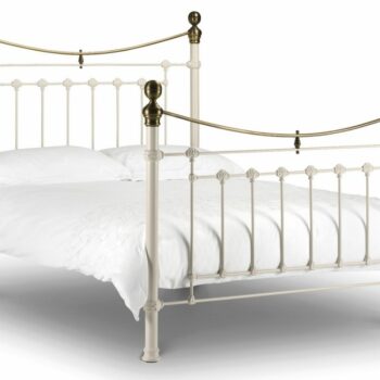 julian bowen Metal Victoria Bed - Stone White & Brass-0