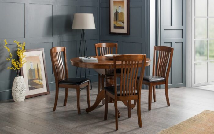 julian bowen Canterbury Round to Oval Extending Table - Mahogany-6499