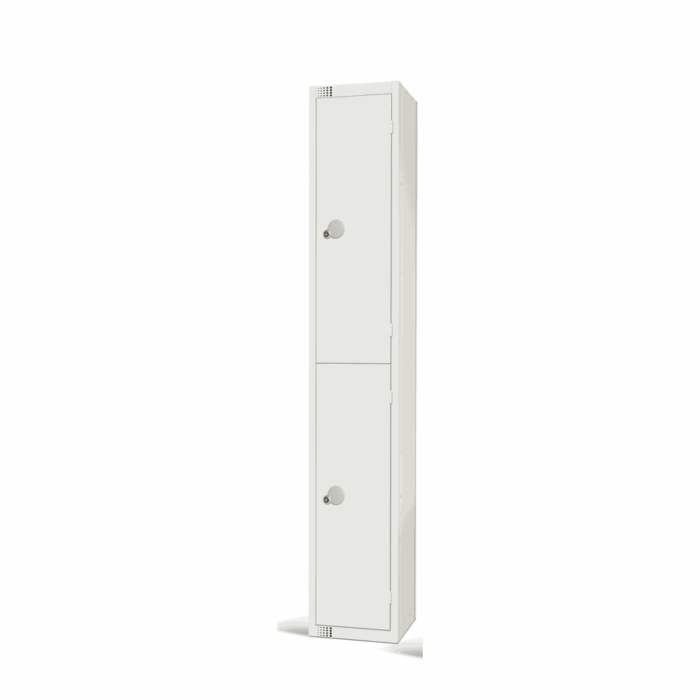 All White Metal 2 Door Personal Storage Locker-7364