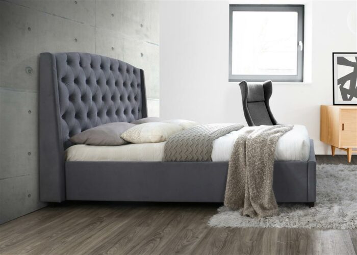 birlea fabric Balmoral Bed grey velvet-7729