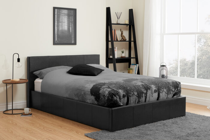 BIRLEA Berlin Ottoman Black or Brown Faux Leather Bed-15166