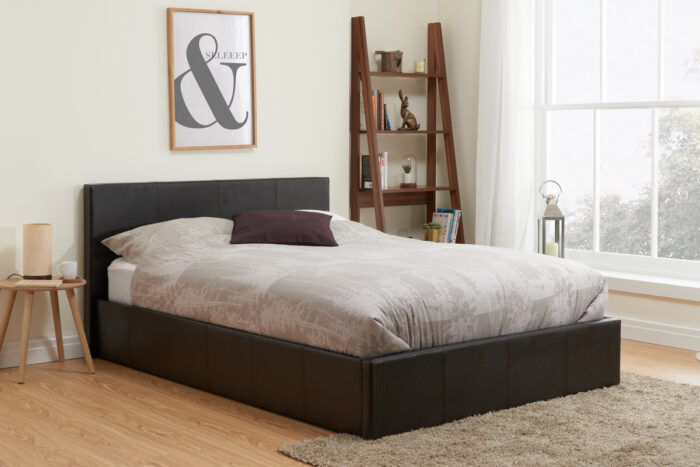 BIRLEA Berlin Ottoman Black or Brown Faux Leather Bed-7679