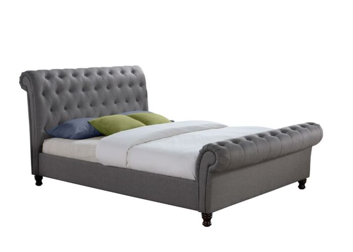 birlea fabric Castello Bed Frame charcoal/grey/steel crushed velvet-0