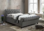 Birlea fabric Castello Side Ottoman Bed Frame charcoal/grey or steel crushed velvet-7708
