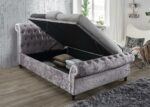 Birlea fabric Castello Side Ottoman Bed Frame charcoal/grey or steel crushed velvet-7709