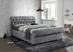 Birlea fabric Castello Side Ottoman Bed Frame charcoal/grey or steel crushed velvet-7713