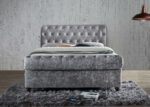 Birlea fabric Castello Side Ottoman Bed Frame charcoal/grey or steel crushed velvet-7710