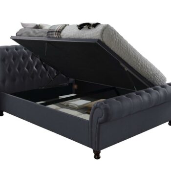 Birlea fabric Castello Side Ottoman Bed Frame charcoal/grey or steel crushed velvet-0