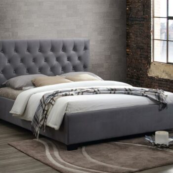 birlea fabric Cologne Bed grey or steel crushed velvet-0