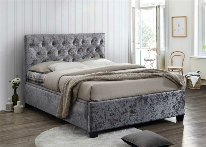 birlea fabric Cologne Ottoman Bed steel crushed velvet or grey-7722