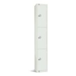 All White Metal 3 Door Personal Storage Locker-0