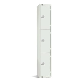 All White Metal 3 Door Personal Storage Locker-0