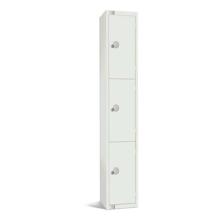 All White Metal 3 Door Personal Storage Locker-0