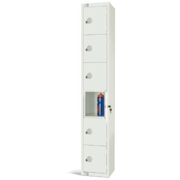 All White Metal 6 Door Personal Storage Locker-0