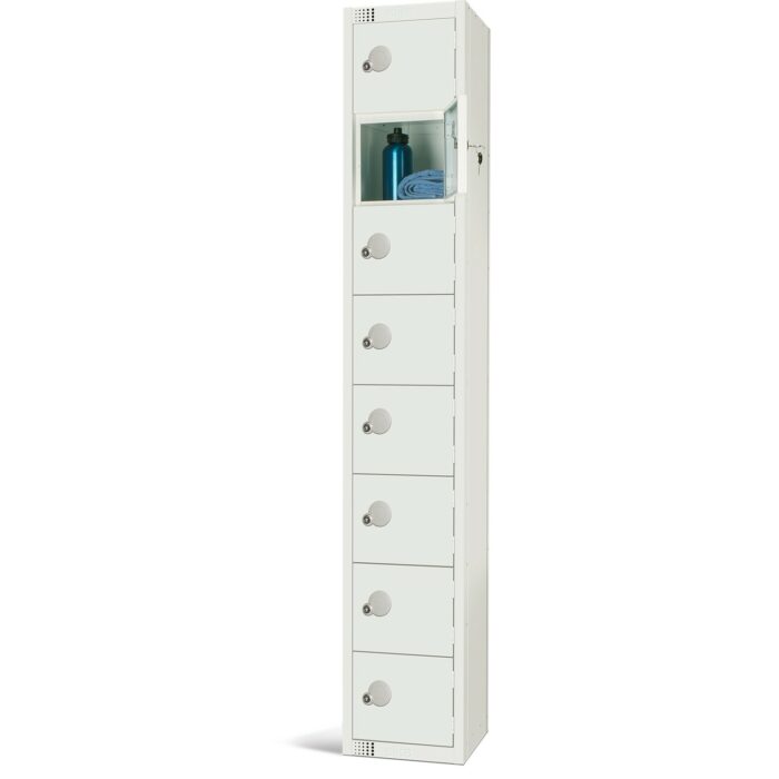 All White Metal 8 Door Personal Storage Locker-0