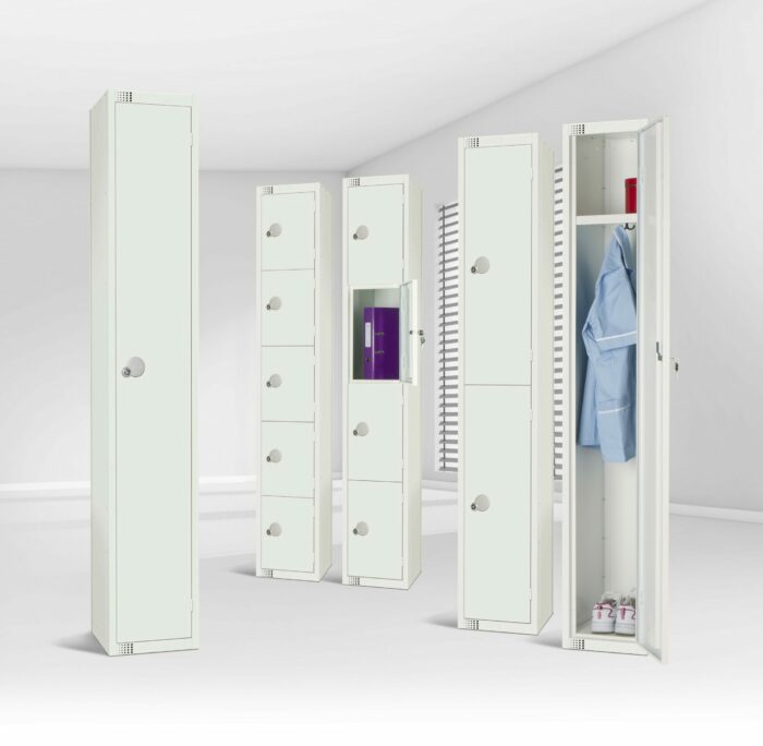 All White Metal 5 Door Personal Storage Locker-7379