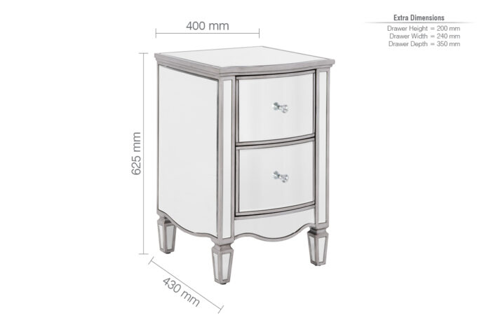 birlea Elysee Mirrored 2 Drawer Bedside-18072