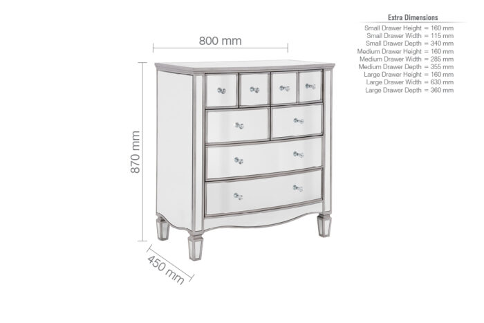 Birlea Elysee Mirrored Merchant 8 Drawer Chest-18078