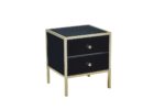birlea Fenwick Black Glass & Gold 2 Drawer Bedside-7590