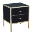 birlea Fenwick Black Glass & Gold 2 Drawer Bedside-0