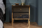 birlea Fenwick Black Glass & Gold 2 Drawer Bedside-18153