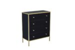 birlea Fenwick Black Glass & Gold 4 Drawer Chest-7595