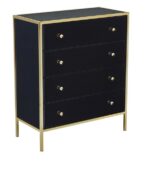 birlea Fenwick Black Glass & Gold 4 Drawer Chest-0