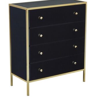 birlea Fenwick Black Glass & Gold 4 Drawer Chest-0