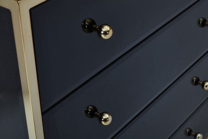 birlea Fenwick Black Glass & Gold 4 Drawer Chest-7594