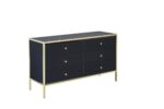 birlea Fenwick Black Glass & Gold 6 Drawer Chest-7598